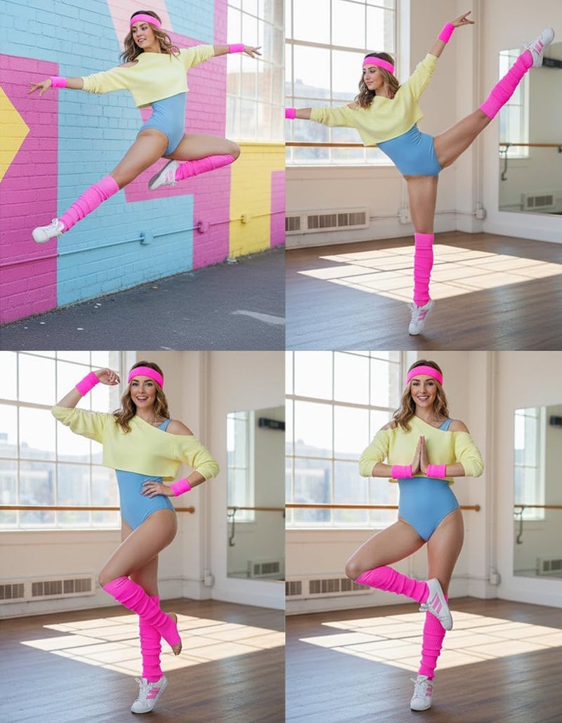 v28 Long Leg Warmer, Women’s Men 80s Party Ribbed Knit Dance Sports - Image 3